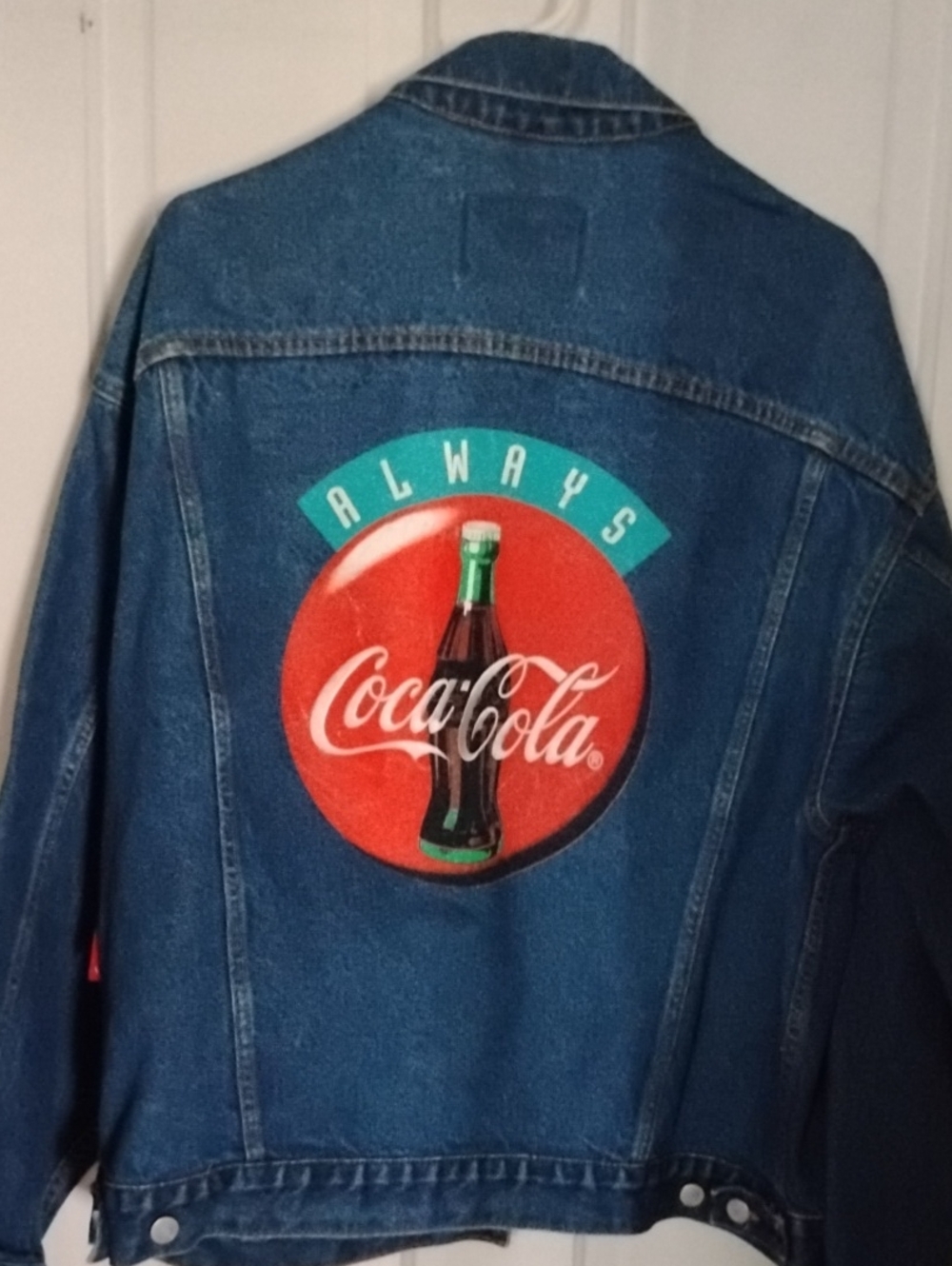 vintage Coca-Cola Denim Patch Jacket with Red Oval Logo